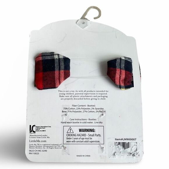 Little Me 0-12 Month Holiday Plaid Head-wrap with Bow & Matching Bootie Set NWT - Picture 5 of 7